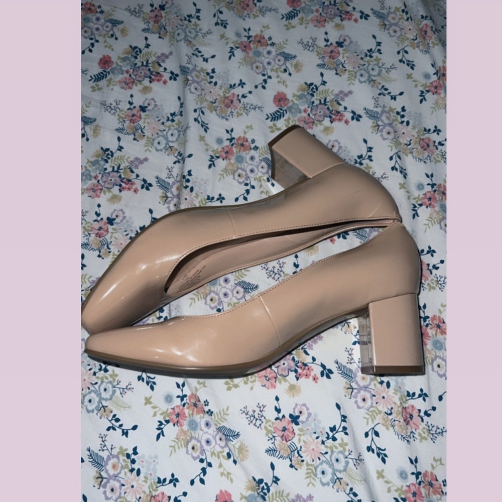 Elegant Nude Block Heel Pumps